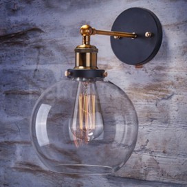 1 Light Rustic/Lodge Wall Light with Glass Shade