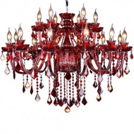 18 Light (12+6) 2 Tiers Red Candle Style Crystal Chandelier