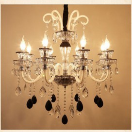 8 Light Black White Clear Candle Style Crystal Chandelier