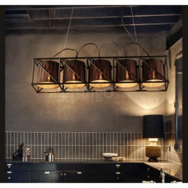 5 Light Industrial Style Steel Chandelier