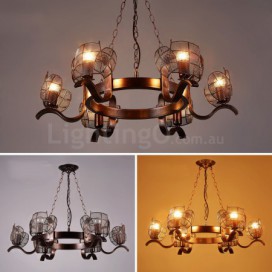 6 Light Industrial Style Steel Chandelier