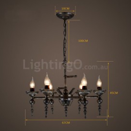 6 Light Industrial Style Steel Chandelier