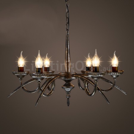 6 Light Industrial Style Steel Chandelier