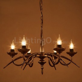 6 Light Industrial Style Steel Chandelier