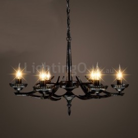 6 Light Industrial Style Steel Chandelier