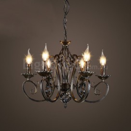 6 Light Industrial Style Steel Chandelier