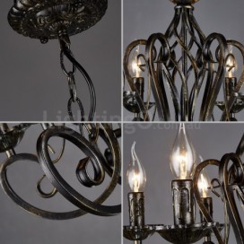 6 Light Industrial Style Steel Chandelier