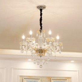 6 Light Champagne Candle Style Crystal Chandelier