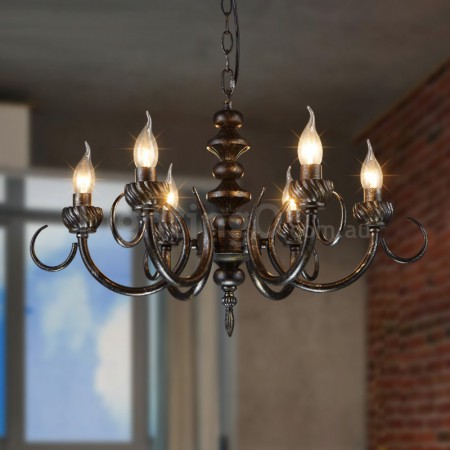 6 Light Industrial Style Steel Chandelier