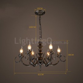 6 Light Industrial Style Steel Chandelier