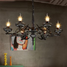 6 Light Industrial Style Steel Chandelier