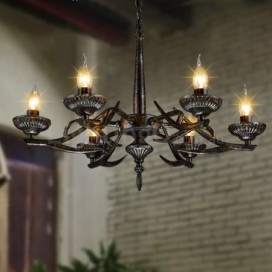 6 Light Industrial Style Steel Chandelier