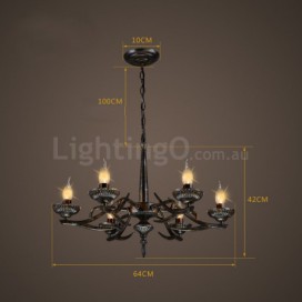 6 Light Industrial Style Steel Chandelier