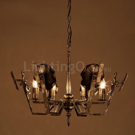 6 Light Industrial Style Steel Chandelier