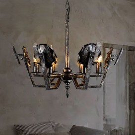 6 Light Industrial Style Steel Chandelier