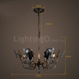 6 Light Industrial Style Steel Chandelier