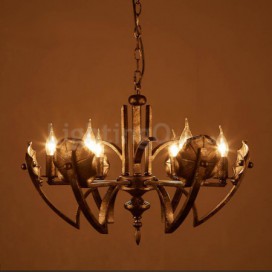 6 Light Industrial Style Steel Chandelier