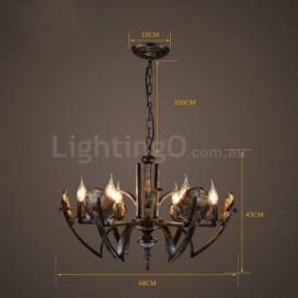 6 Light Industrial Style Steel Chandelier