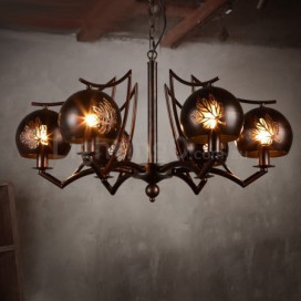 6 Light Industrial Style Steel Chandelier