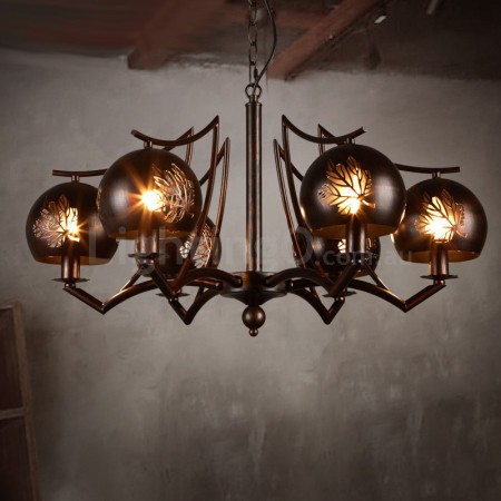 6 Light Industrial Style Steel Chandelier