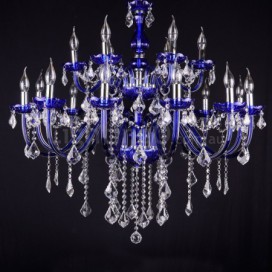 18 Light (12+6) 2 Tiers Blue Mediterranean Style Candle Style Crystal Chandelier