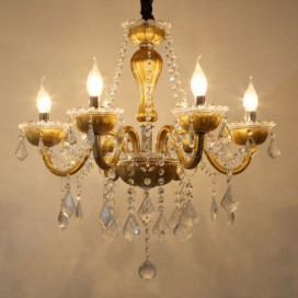 6 Light Bronze Candle Style Crystal Chandelier