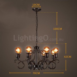 8 Light Industrial Style Steel Chandelier