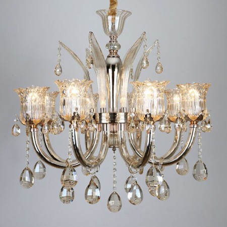 8 Light Silver Candle Style Crystal Chandelier LightingO Australia