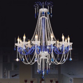 12 Light Blue Candle Style Crystal Chandelier
