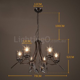 6 Light Industrial Style Steel Chandelier