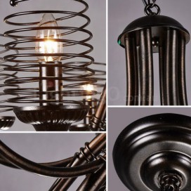 6 Light Industrial Style Steel Chandelier