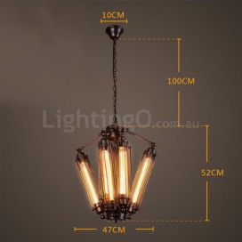 8 Light Industrial Style Steel Chandelier