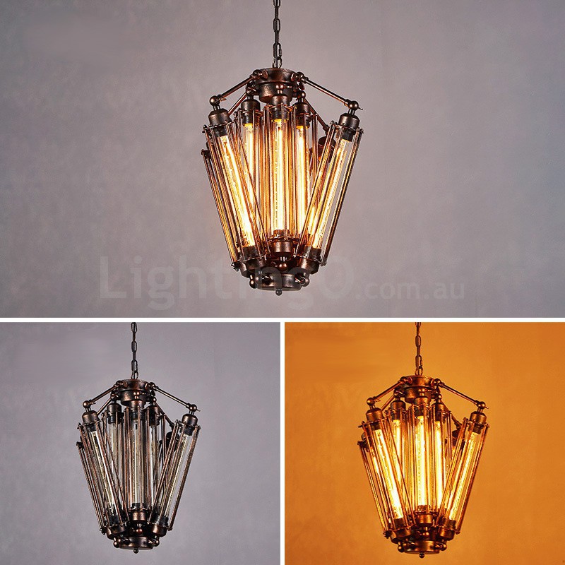 8 Light Industrial Style Steel Chandelier LightingO Australia