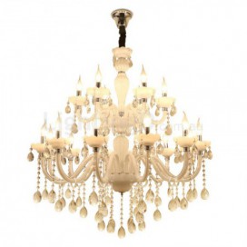18 Light (12+6) 2 Tiers White Candle Style Crystal Chandelier