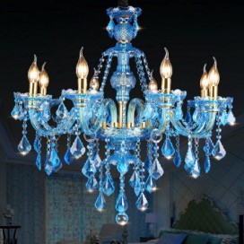 8 Light Blue Candle Style Crystal Chandelier