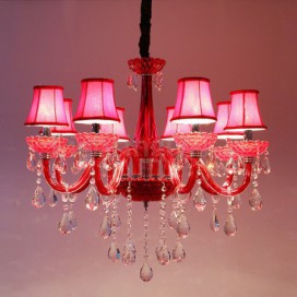 8 Light Red Candle Style Crystal Chandelier