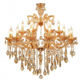 18 Light (12+6) 2 Tiers Amber Candle Style Crystal Chandelier