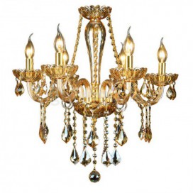 6 Light Amber Candle Style Crystal Chandelier