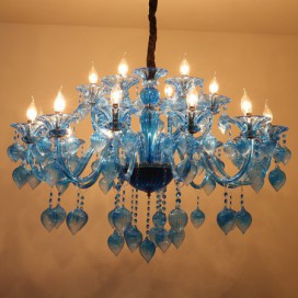 18 Light (12+6) 2 Tiers Blue Candle Style Crystal Chandelier