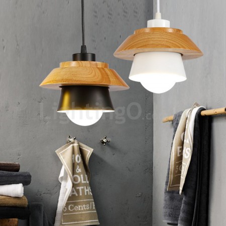 1 Light Modern/ Contemporary Wood Pendant Light with Shade