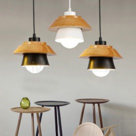 1 Light Modern/ Contemporary Wood Pendant Light with Shade