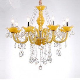 8 Light Yellow Candle Style Crystal Chandelier