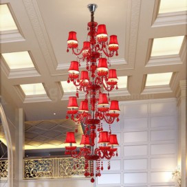 16 Light (4+4+4+4) 4 Tiers Red Candle Style Crystal Chandelier