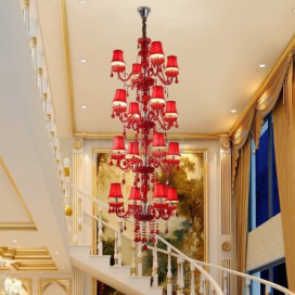 16 Light (4+4+4+4) 4 Tiers Red Candle Style Crystal Chandelier