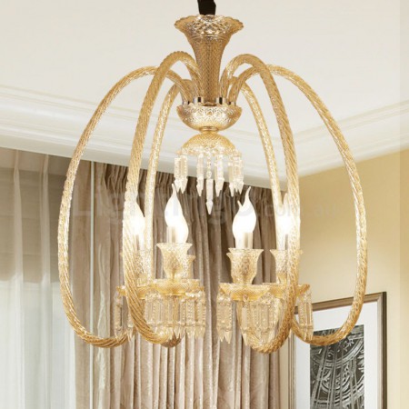 6 Light Cognac Colour Candle Style Crystal Chandelier