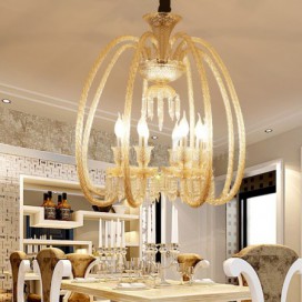 8 Light Cognac Colour Candle Style Crystal Chandelier