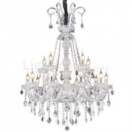 15 Light (10+5) 2 Tiers Clear Candle Style Crystal Chandelier