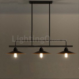 3 Light Retro Rustic Steel Pendant Light with Steel Shade