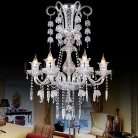 6 Light Clear Candle Style Crystal Chandelier