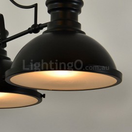 3 Light Retro Rustic Steel Pendant Light with Steel Shade